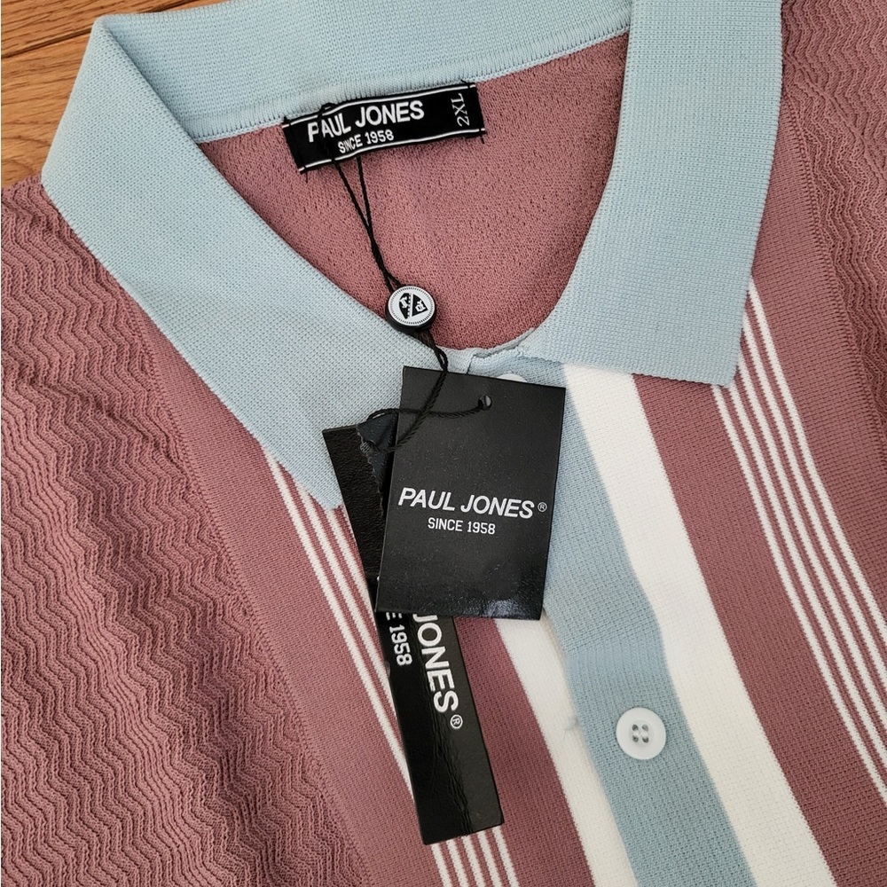 Paul Jones Men's Casual Striped Shirt - Blue and Brown